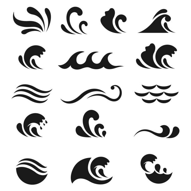 ilustrações de stock, clip art, desenhos animados e ícones de waves icon set - beach wave