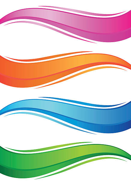 Waves of colorful banners set Waves of colorful banners set. Isolated objects on a white background, vector illustration water borders stock illustrations
