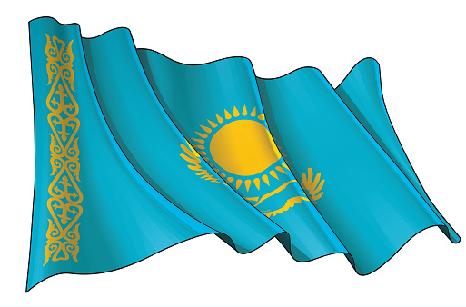 Waving Flag of Kazakhstan