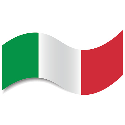 Waving Italian Flag Or Italian Tricolour With A Shadow Made In A Flat ...