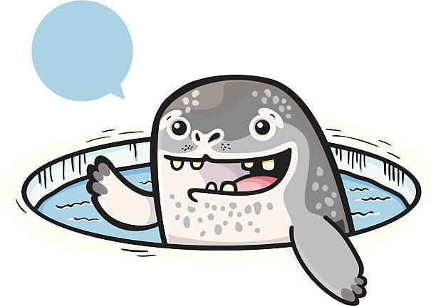 Waving Leopard Seal vector art illustration