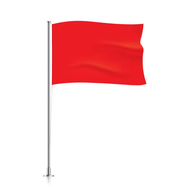 Waving red flag template. Red flag template. Red horizontal waving flag, isolated on background. Vector flag mockup. danger illustrations stock illustrations