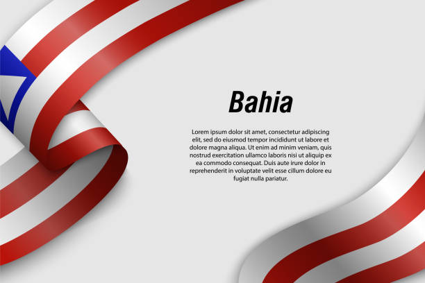 Waving ribbon or banner with flag Waving ribbon or banner with flag of Bahia. State of Brazil. Template for poster design bahia state stock illustrations
