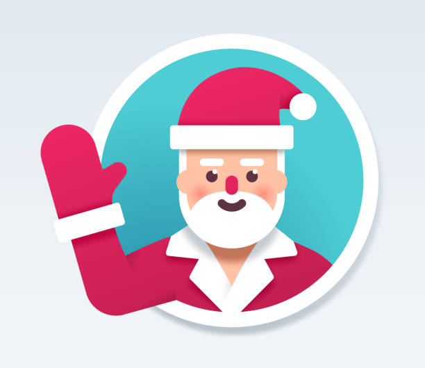 Waving Santa Claus Santa Claus waving face avatar modern person. avatar borders stock illustrations
