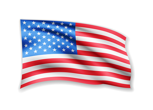 Download Waving Usa Flag On White American Flag In The Wind Stock ...