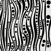 A wavy pattern with splines as curved lines and black and grey contrasting design. 