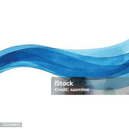 istock Wavy Blue Watercolor 1222168623