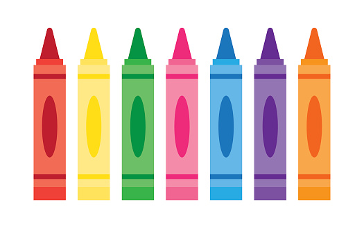 Wax colorful crayons, vector set collection isolated