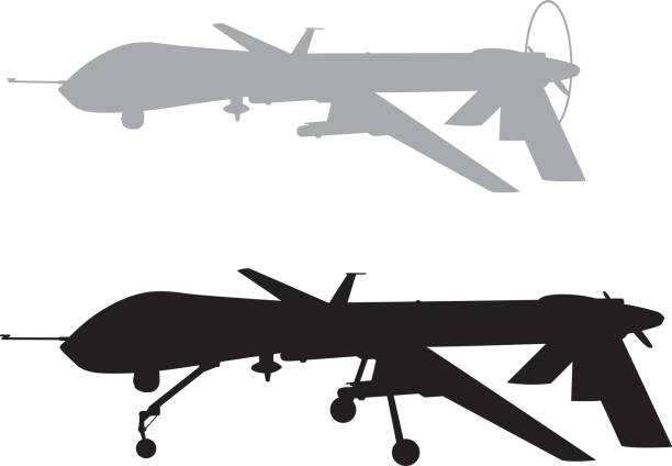 Weapon. Drones Drone vector silhouette EPS 8 drone silhouettes stock illustrations