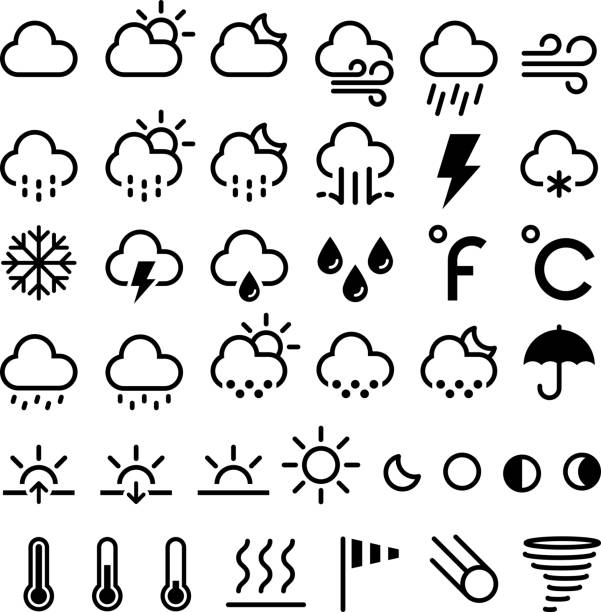 Weather forecast icons. Vector illustrations. Weather forecast icons. Vector illustrations. storm icons stock illustrations