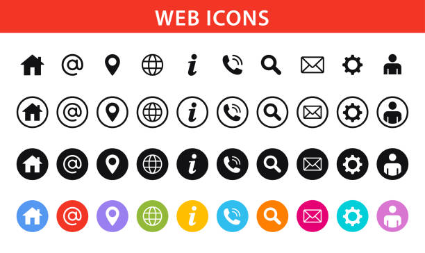 Web and Contact icons set. Vector illustration. stock illustration Web and Contact icons set. Vector illustration. stock illustration phone icon stock illustrations