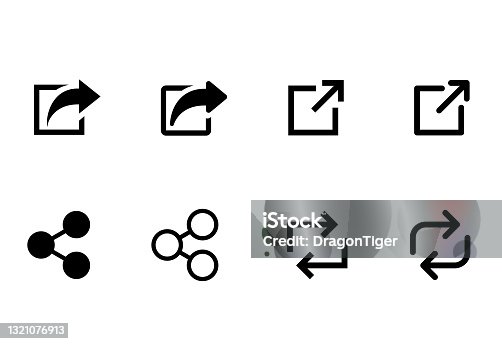 istock web Arrow icon (button to open a new page and a link and share  on the web) 1321076913