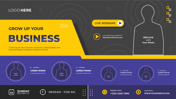 Web banner with Purple and Black Geometric background for Business webinar, Seminar, Online education, etc vector art illustration