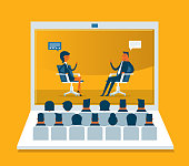 Web Conference Flat Isometric Vector Concept.