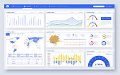 Dashboard UI. Modern presentation with data graphs and HUD diagrams, clean and simple app interfac