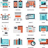 Abstract vector collection of flat web development icons. Elements for mobile and web applications.