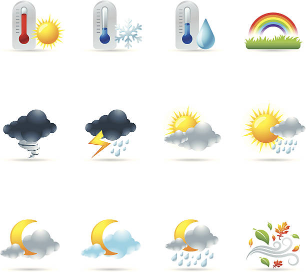 Web Icons - More Weather More weather icon set. AI, PDF & hires transparent PNG of each icon included. lightning clipart stock illustrations