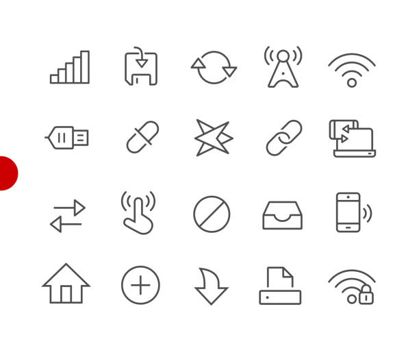 Web & Mobile Icons 6 // Red Point Series Vector line icons for  your digital or print projects. internet cable stock illustrations