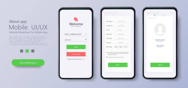 Web template and elements for registration on the website or mobile application. Account registration. Create new account. Signup screen. Notification screens. Registration Web template and elements for registration on the website or mobile application. Account registration. signup stock illustrations