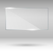 Blank, transparent vector glass plate.  Window mockup.