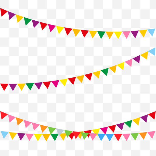 Web Bunting flags for happy birthday or holidays flat style design. Vector celebrate background party flags. birthday backgrounds stock illustrations