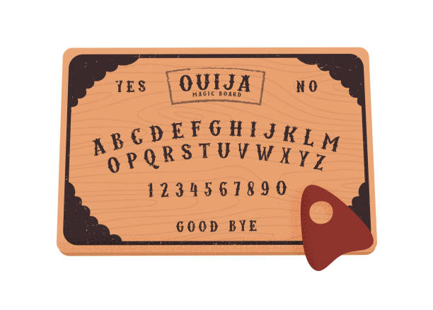 Web Ouija board. Communicating with ghosts. Spiritual board. Top view. Isolated vector illustration ouija board stock illustrations