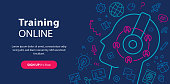 Website banner depicting training online.