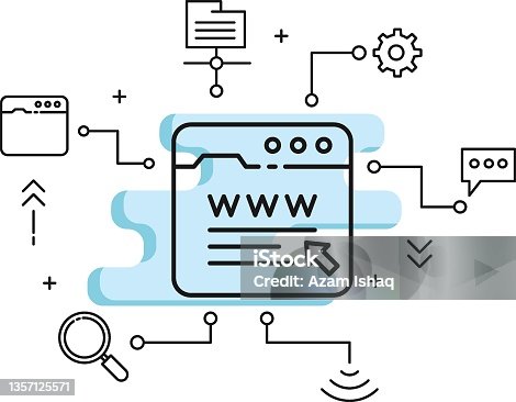 istock Website Browser with Cursor Concept, Logon to Web App, www click vector icon design, Cloud computing and Internet hosting services Symbol on White background, Web Site Address Stock illustration 1357125571