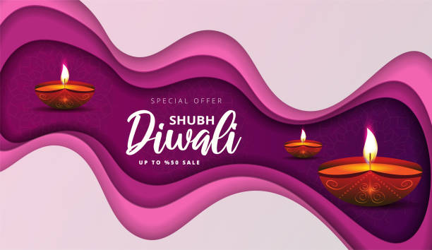 Website header or banner design with paper cut art illustration of realistic illuminated oil lamps and floral mandala on  background for Diwali festival and space for your text. vector art illustration