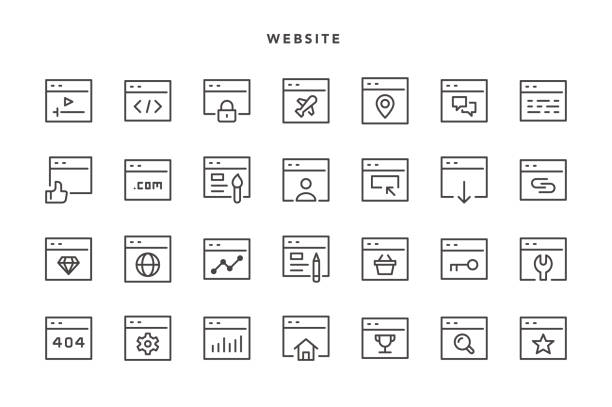Website Icons Website Icons - Vector EPS 10 File, Pixel Perfect 28 Icons. landing page stock illustrations