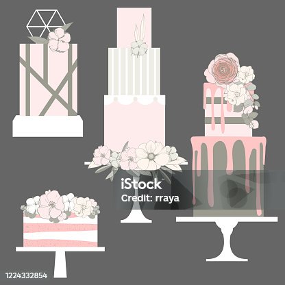 istock Wedding cakes.  Vector illustration. 1224332854