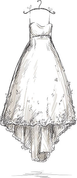 Wedding dress on a hanger, hand drawn. Wedding dress on a hanger, EPS 10 vector illustration wedding dress stock illustrations