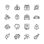16 Wedding Outline Icons.