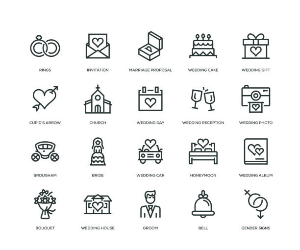 Wedding Icons - Line Series Wedding Icons - Line Series wedding icons stock illustrations