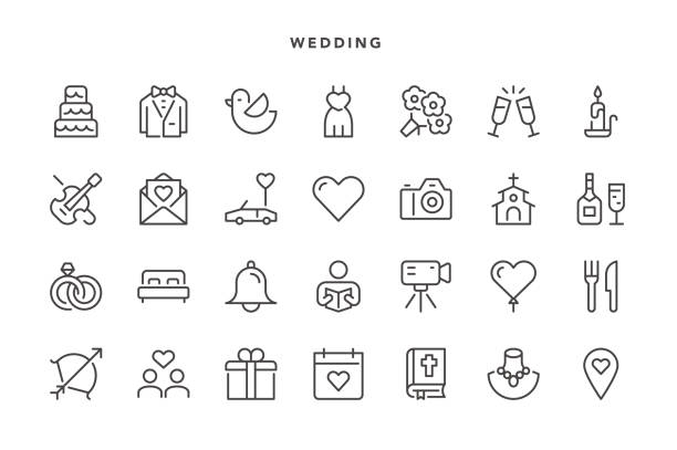 Wedding Icons Wedding Icons - Vector EPS 10 File, Pixel Perfect 28 Icons. wedding icons stock illustrations