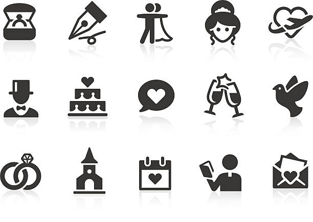 Wedding icons Monochromatic wedding related vector icons for your design and application. Raw style. Files included: vector EPS, JPG, PNG. wedding clipart stock illustrations