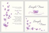 Wedding invitation and card with purple leaves