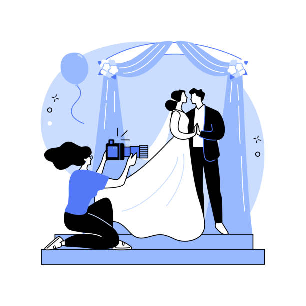 illustrations, cliparts, dessins animés et icônes de photographe de mariage isolé dessin animé illustrations vectorielles. - photographe mariage