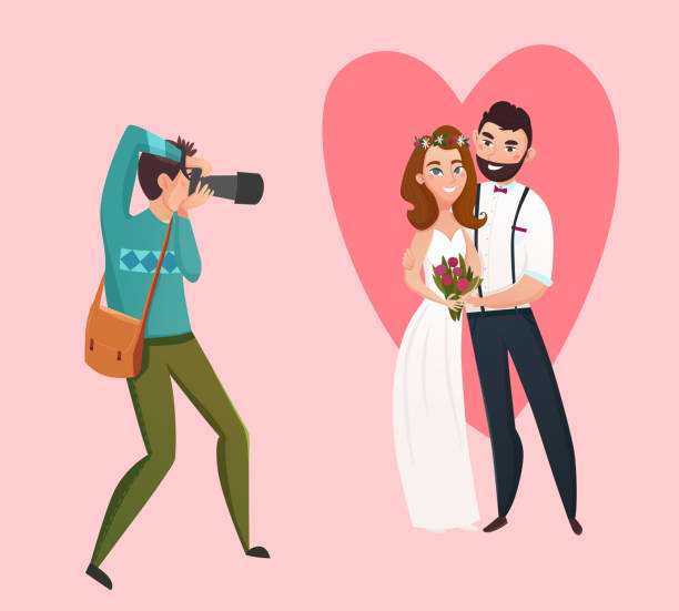 illustrations, cliparts, dessins animés et icônes de photographe de mariage - photographe mariage