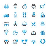 Wedding related vector icons collection. Three-color palette / Isolated on white / Quartico set #52 / transparent png-24 version 5000×5000 px included /