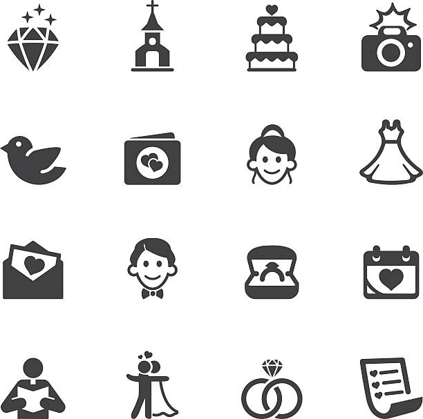 illustrations, cliparts, dessins animés et icônes de icônes de mariage silhouette 1 - photographe mariage