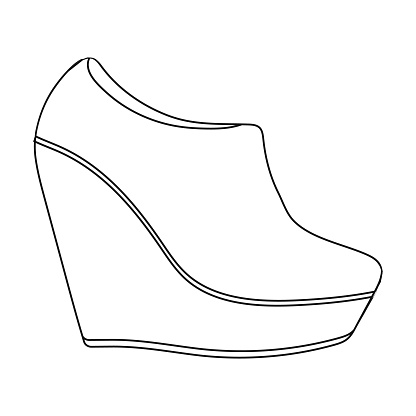 Wedge Booties Icon In Outline Style Isolated On White Background Shoes ...