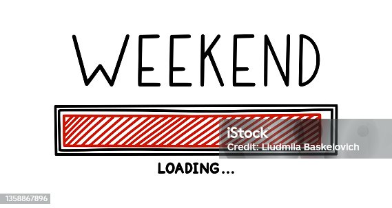 istock Weekend loading bar. Infographics design element with status of week completion. Hand drawn vector illustration 1358867896