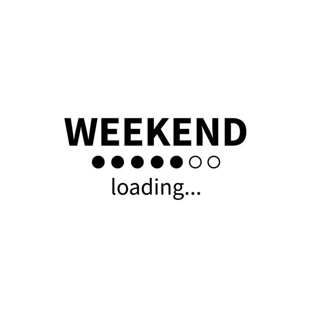 Weekend loading bar. Vector eps funny business concept. Party weekend is coming illustration. Installing Friday Saturday Sunday. Isolated on white background. Weekend loading bar. Vector eps funny business concept. Party weekend is coming illustration. Installing Friday Saturday Sunday. Isolated on white background city break stock illustrations