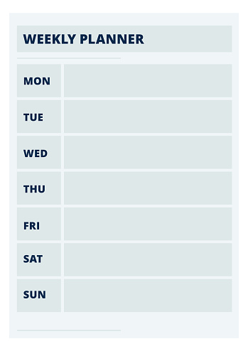 Weekly planner. Week calendar template. Organizer page