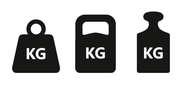 Weight icon set Weights graphic icons set. KG signs isolated on white background. Kilogram symbols. Vector illustration weight stock illustrations