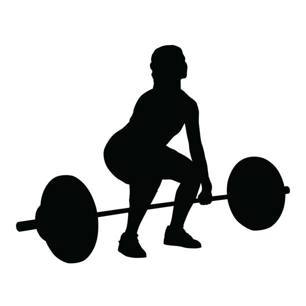 силуэт вектора поднятия тяжестей женщины - heavy lifting silhouette stock i...