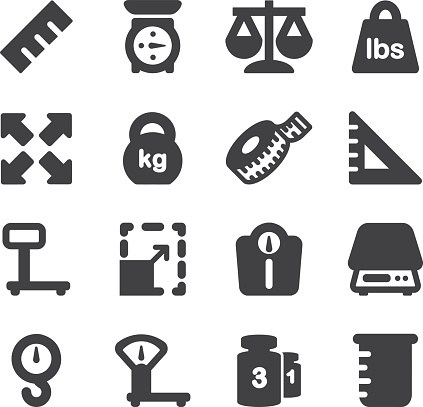 Weights Scales Unit Silhouette icons 