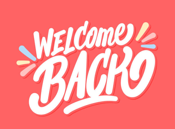 Welcome back banner. Welcome back banner. Vector hand drawn illustration. back stock illustrations