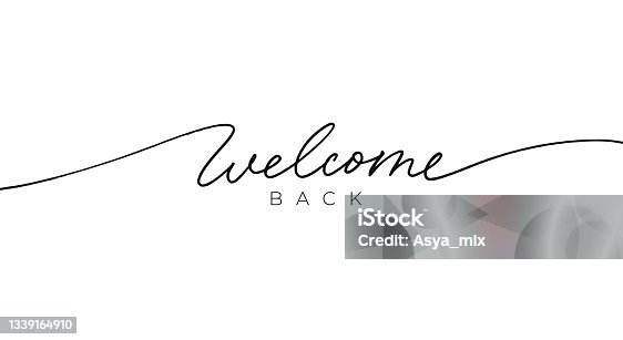 istock Welcome back black line lettering. 1339164910